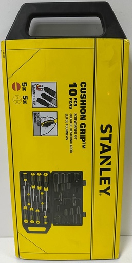 [  حديديCUSHION  قبضة برغي مفك10PCS  قطع- 2-65-005 ]  STANLEY CUSHION GRIP SCREW DRIVER 10PCS SET - 2-65-005 