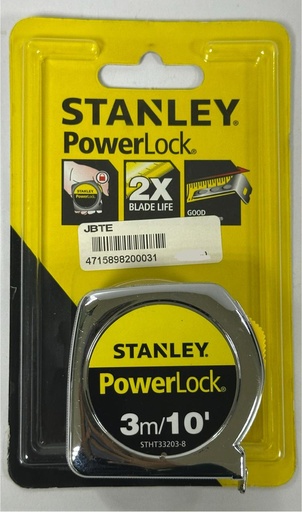 [ STHT33203-8 - شريط 3 متر ]  STANLEY MEASURING TAPE POWER LOCK 3M  - STHT33203-8 