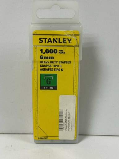 [  حديديSTAPLES 6MM (G)  ثقيل عمل- TRA704T ]  STANLEY STAPLES 6MM (G) HEAVY DUTY - TRA704T 