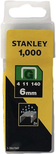 [  حديديSTAPLES 6MM (G)  ثقيل عمل- TRA704T ]  STANLEY STAPLES 6MM (G) HEAVY DUTY - TRA704T 