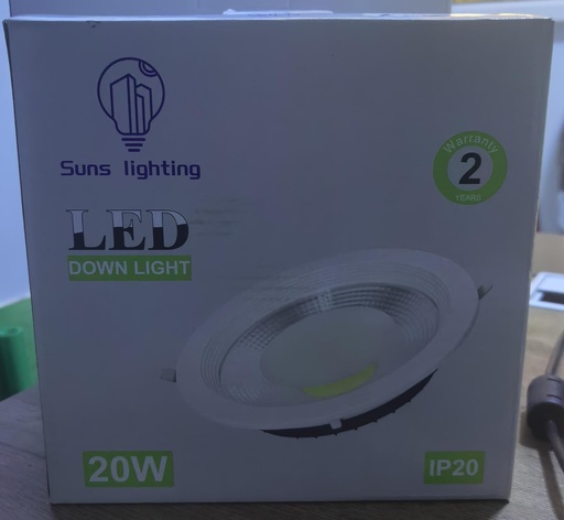 [ SUNS-DL20W-  كشاف 20 واط ] SUN LIGHTS LED DOWNLIGHT 20W 220W YELLOW 4000K -CHINA