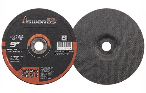 [ 9" - ديسك حجر ]  SWORDS GRINDING DISC METAL 9'' 230X6.4X22MM ATI 