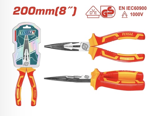 [ THTIP2381 كماشة الأنف الطويل8" ]  TOTAL INSULATED LONG NOSE PLIERS 8" 200MM - THTIP2381 