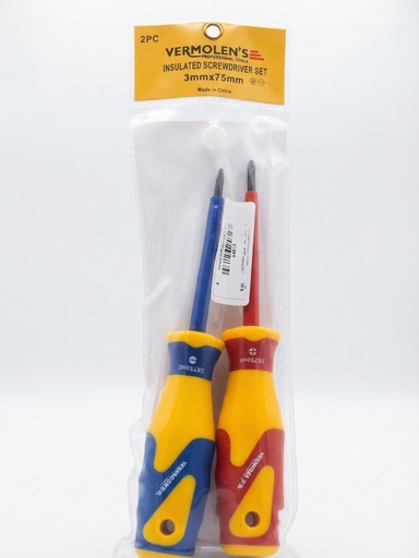 [ 3X75MM   برغي مفك قطع ]  VERMOLEN'S INSULATED SCREW DRIVER 2PS SET 3MMX75MM 
