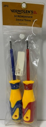 [ 3X75MM   برغي مفك قطع ]  VERMOLEN'S INSULATED SCREW DRIVER 2PS SET 3MMX75MM 