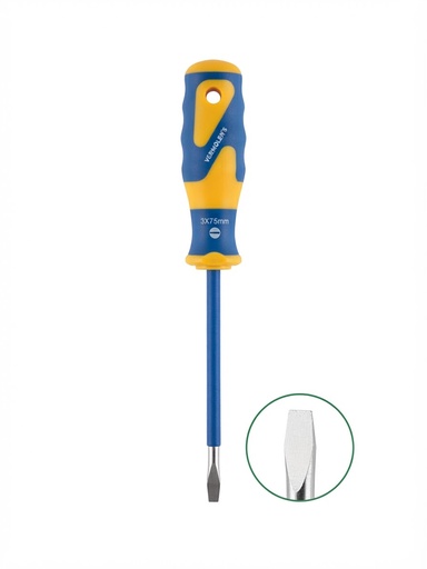[ 3X75MM   برغي مفك قطع ] VERMOLEN'S INSULATED SCREW DRIVER BLUE/YELLOW (-) (+)3MMX75MM