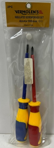 [ 4X100MM   برغي مفك قطع ]  VERMOLEN'S INSULTED SCREW DRIVER 2PS SET 4MMX100MM 