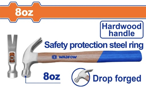 [ WMB3308 ]  WADFOW CLAW HAMMER STEEL HEAD WOOD HANDLE 80Z 
