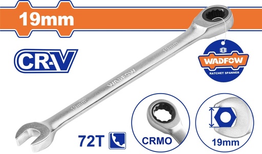 [ WSA5119 ]  WADFOW RATCHET SPANNER 19MM -CHINA 