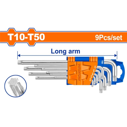[ T10-T50 - طقم توركس ]  WADFOW TORX KEY CR-V 9PCS/SET T10-T50 