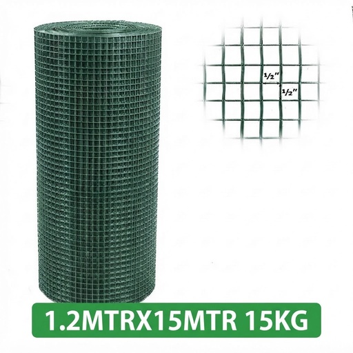 WELDED WIRE MESH GREEN COATED 1/2"X1.2MTRX15MTR 15KG