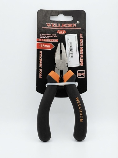 [ 4.5" - زرادية ]  WELLBORN DIAGONAL PLIER MINI 4.5" BLACK HANDLE 