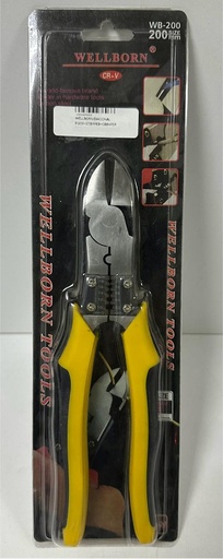 [ WB-215 - زرادية ] WELLBORN DIAGONAL PLIER+STRIPPER+CRIMPER 8.5" 200MM