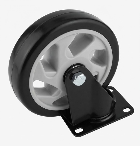 [ 125MM 5" - كفر اسود ربر متحرك ]  WHEEL BLACK RUBBER BEARING 5" 125MM - JIALILILE 