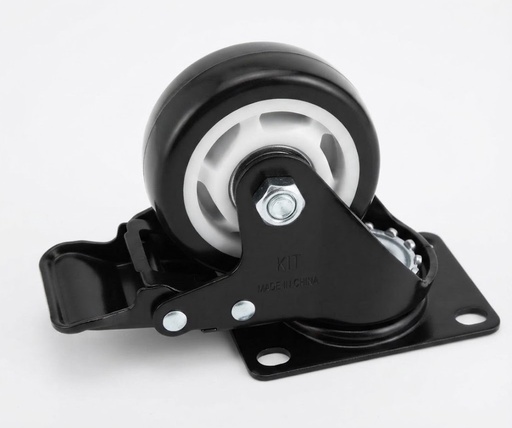 [ 75MM 3" - كفر اسود ربر فرملة ]  WHEEL BLACK RUBBER BREAK 3" 75MM - JIALILE/KIT/STRONG 