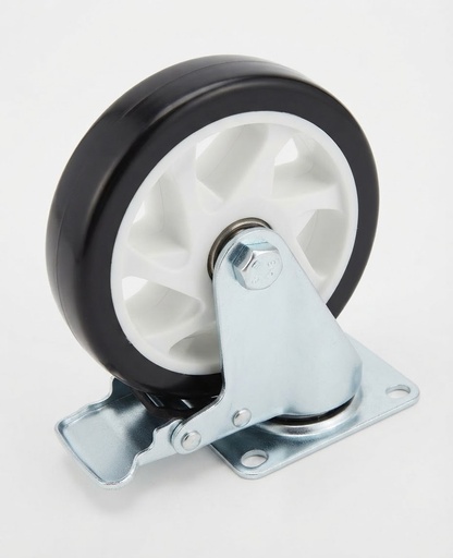 WHEEL BLACK RUBBER BREAK 5" 125MM - KIT