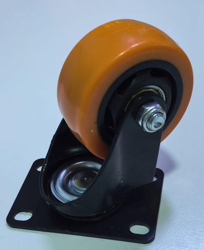 [ 3" - كفر برتقالي ربر متحرك ]  WHEEL ORANGE RUBBER BEARING 3" 75X32 - STRONG 