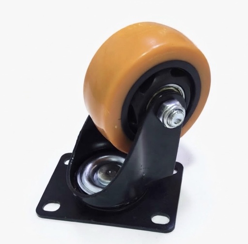 [ 3" - كفر برتقالي ربر متحرك ]  WHEEL ORANGE RUBBER BEARING 3" 75X32 - STRONG 