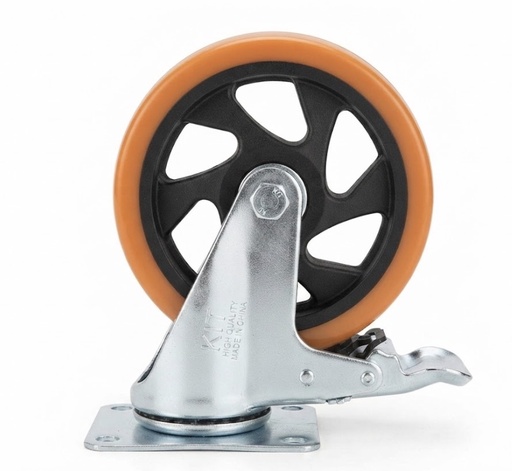 [ 5" - كفر برتقالي ربر فرملة ]  WHEEL ORANGE RUBBER BREAK 5" 125X32 - KIT 