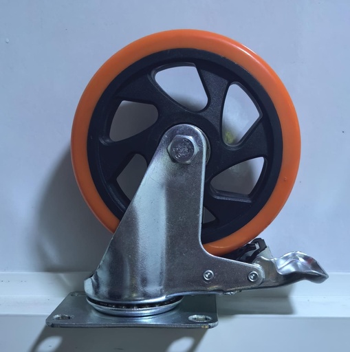 [ 5" - كفر برتقالي ربر فرملة ]  WHEEL ORANGE RUBBER BREAK 5" 125X32 - KIT 