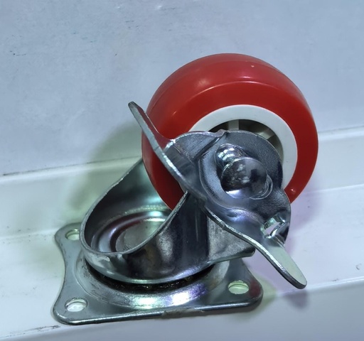 [ 2" - كفر احمر ربر متحرك ]  WHEEL RED RUBBER BREAK TYPE 1.5"  40MM 