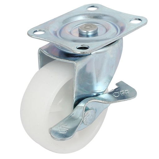 WHEEL WHITE PLASTIC 1.5" BREAK TYPE 