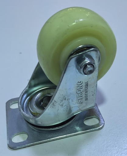 [ 2" - كفر ابيض متحرك ]  WHEEL WHITE RUBBER 2" BEARING TYPE - STRONG 