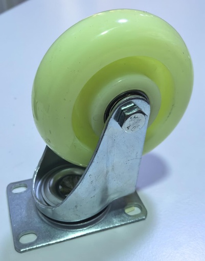 [ 4" - كفر ابيض ربر متحرك ]  WHEEL WHITE RUBBER 4" BEARING TYPE - SPEED/STRONG 