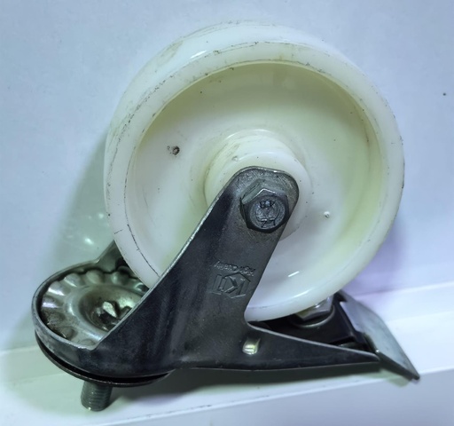 [ 4" - كفر ابيض ربر فرمتة ]  WHEEL WHITE RUBBER LIGHT DUTY 4" BREAK TYPE - KIT 