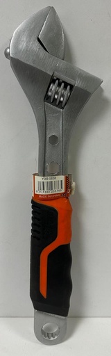 YDS ADJUSTABLE PIPE WRENCH BLACK/ORANGE GRIP 15"/375MM -CHINA-0638