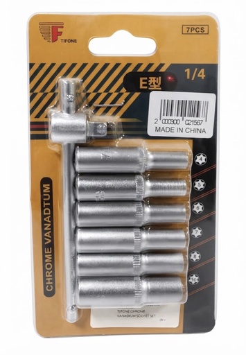 TIFONE CHROME VANADIUM SCOKET SET 7PCS 1/4"-CHINA/