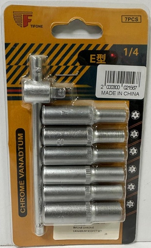 TIFONE CHROME VANADIUM SCOKET SET 7PCS 1/4"-CHINA/