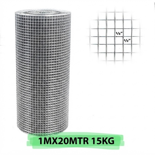 WELDED WIRE MESH (STEEL) 1/2"X1/2"XW1MTRX20MTR 15KG