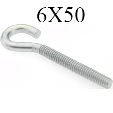 HOOK & EYE BOLT GI OPEN - (6X50)