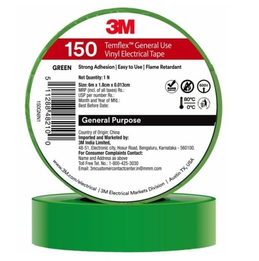 TEMFLEX ELECTRIC TAPE 3M GREEN
