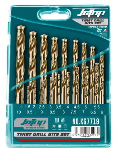 JCTOP 19PCS TWIST DRILL BITS SET NO.KG7719