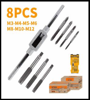 DINGQI 8PCS METRIC TAP SET ALLOY STEEL M3-M12-CHINA/MG02108