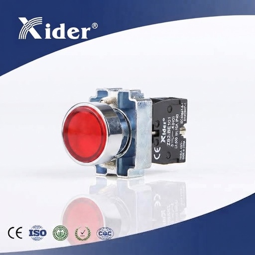 XIDER PUSH BUTTON RED 2.6W+10(6A) 400V - BIG