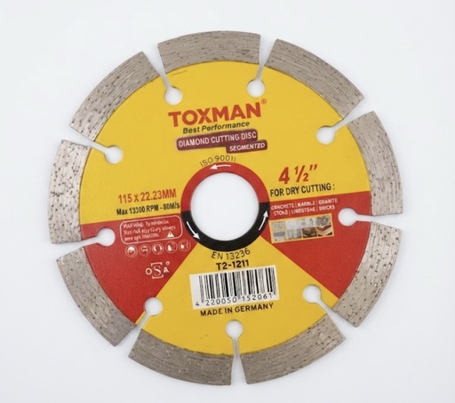 TOXMAN DIAMOND CUTTING DISC SEGMENTED 4.5" 115X10X22.23MM
