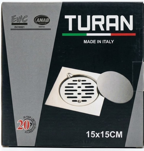TURAN STAINLESS STEEL FLOOR DRAIN 15X15CM -ITALY